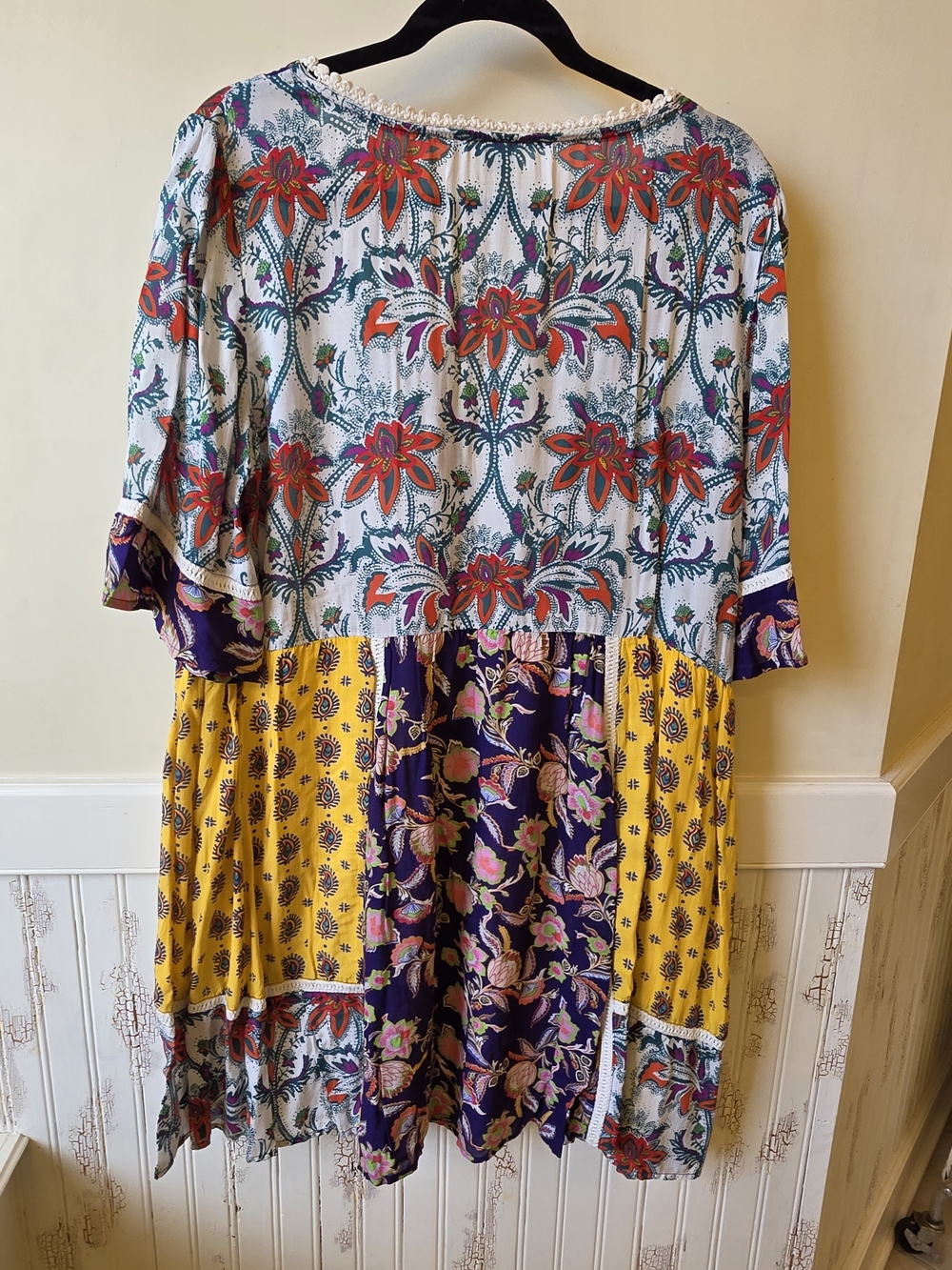 Anthropologie Lilka Patchwork Floral Tunic - Yellow, Purple, Blue - Picture 5 of 5